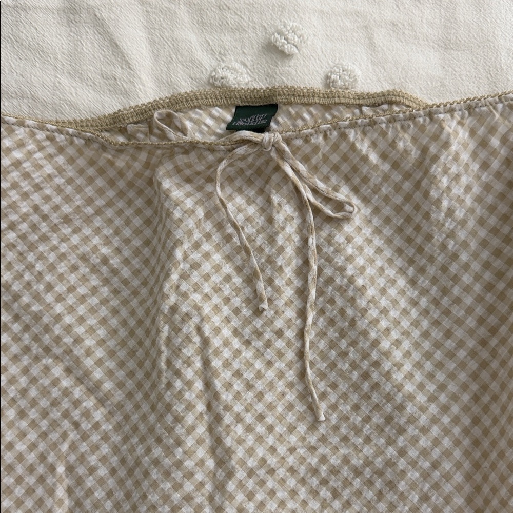 wild fable Beige and White Gingham Midi Skirt